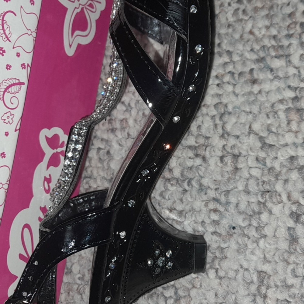 Girls Black Rhinestone Heels by Rya Size 3 - Picture 5 of 6